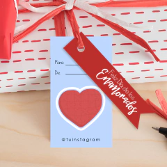 Etiquetas tags imprimibles San Valentín con tu marca emprendedora en internet