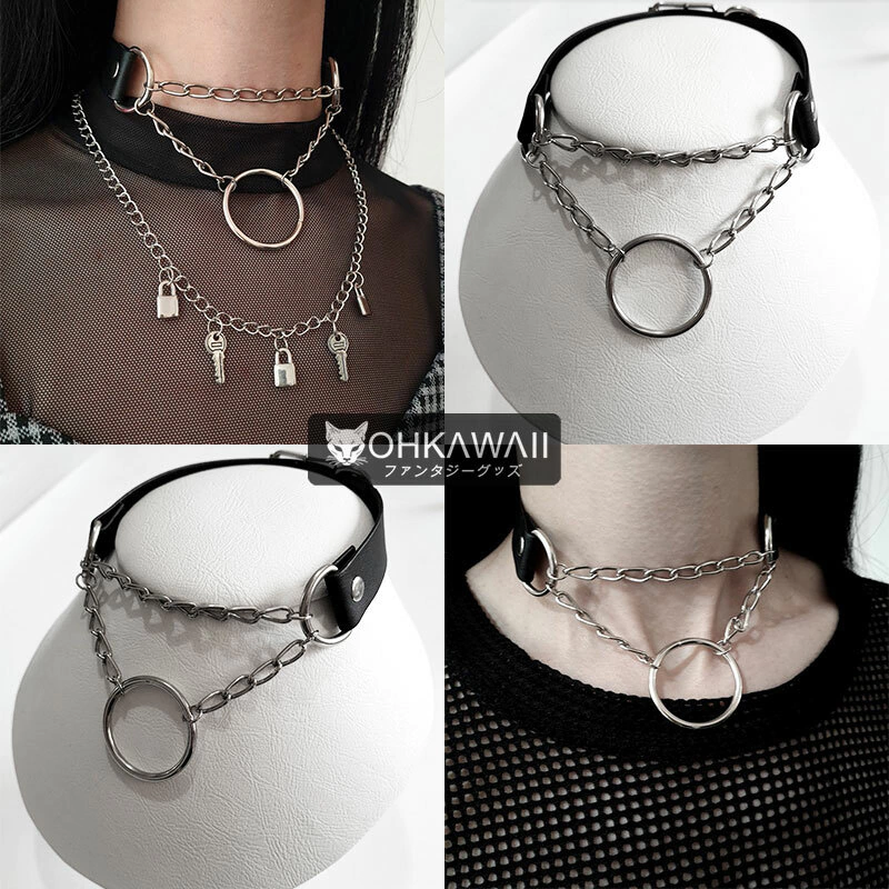 Choker Collar Lock Gothic Necklace Punk Goth Emo Grunge Aesthetic  Accessories