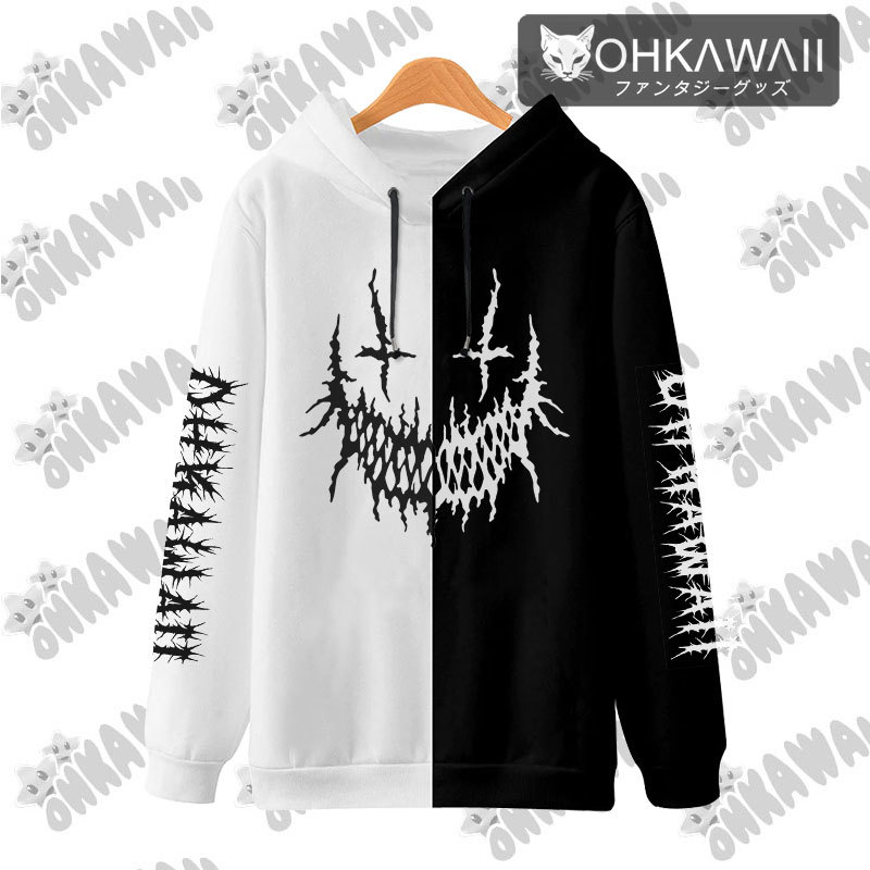 Evil Smile Buzo Bicolor Capucha Unisex Aesthetic Dark