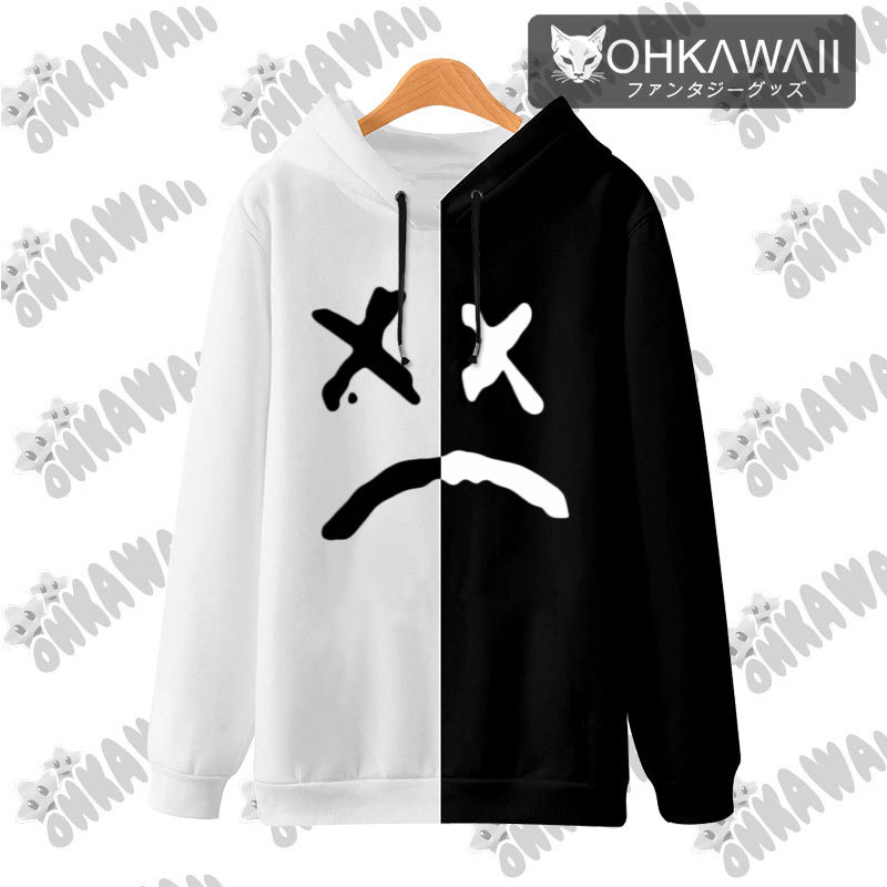 Sad Face - Buzo Bicolor Unisex Capucha - Hip Hop Lil Peep