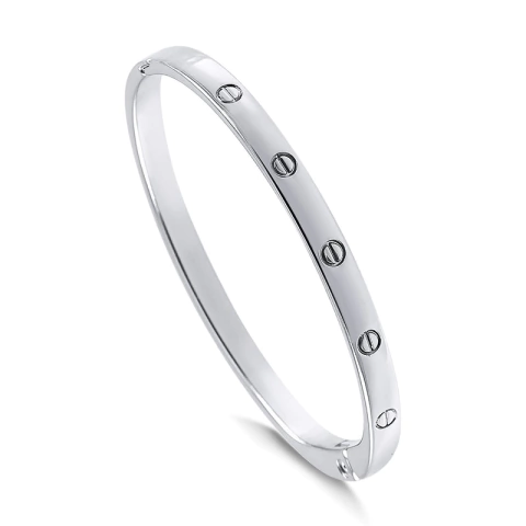 Bracelete Liso com Detalhes Ródio