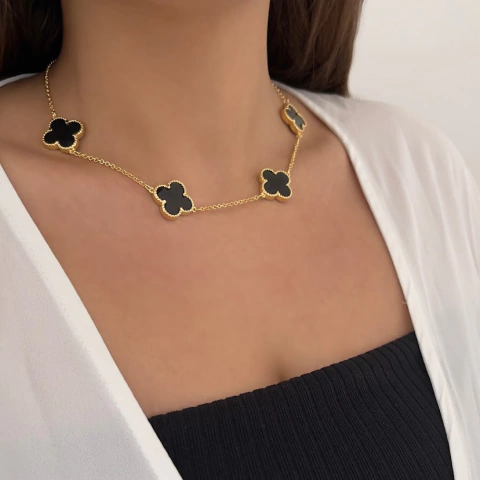 Choker Trevos Van Banhado a Ouro 18K