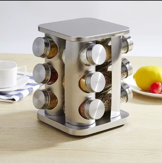 Especiero Giratorio Condiméntero Madera 8 Frascos Vidrio