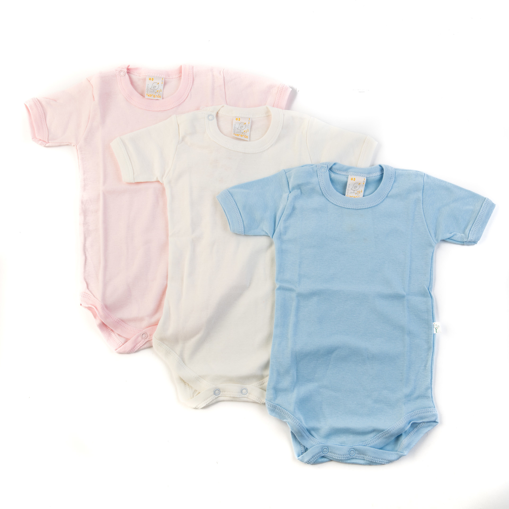 BODIE DE BEBE CON BROCHE MANGA CORTA - NARANJO/GAMISE - ART: 2221
