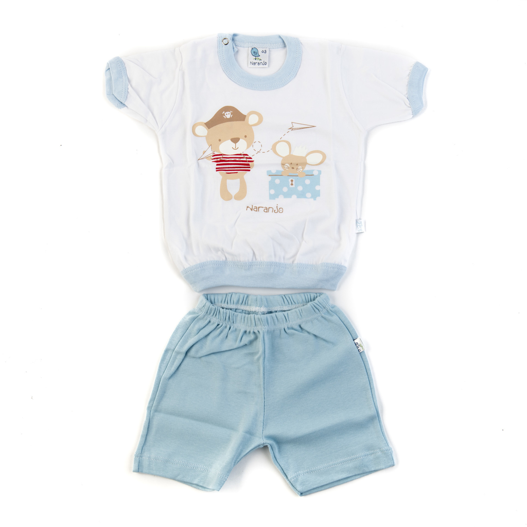 PIJAMA DE BEBE MANGA CORTA DE VARON - NARANJO - ART: 2808