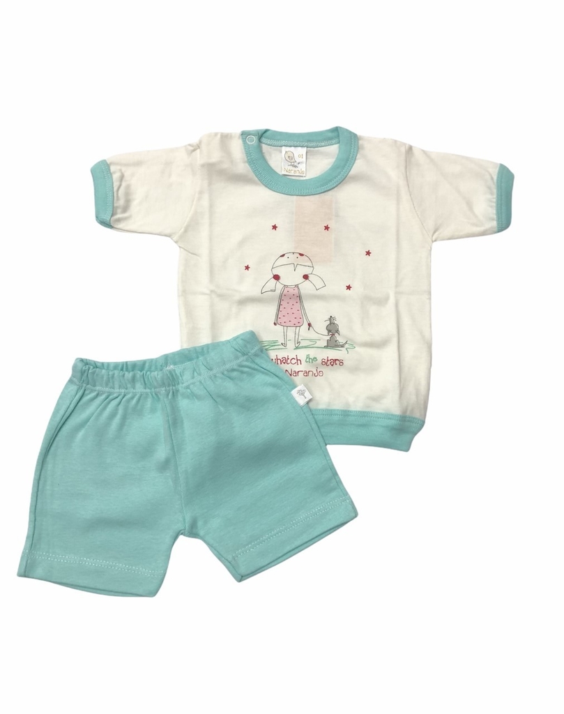 PIJAMA DE BEBE MANGA CORTA NENA - NARANJO - ART: 2809/2807/2810