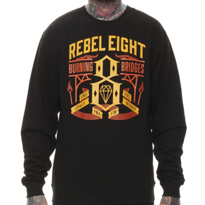 Buzo Rebel Eight 8 Burn Bridges Sweater Crewneck Cuello redondo