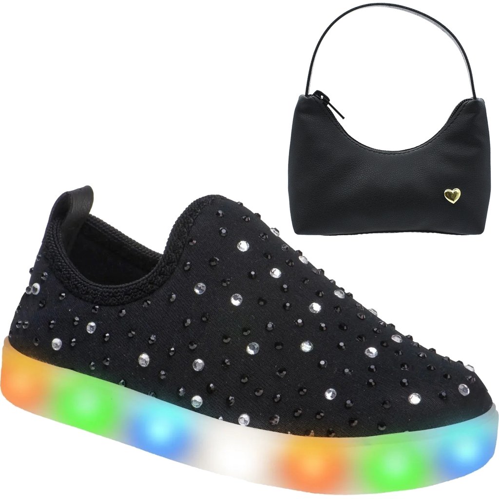 Tênis Infantil feminino com luzinha led + bolsinha de brinde 22.006