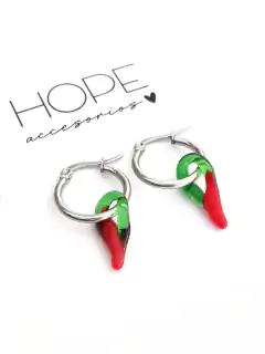 Argollas amuleto pimiento rojo