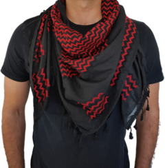 Kufiya Palestina tradicional Negra y roja. Pañuelos Árabes. Shemagh. Hatta. Modelo Umm Suleiman