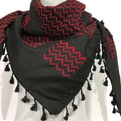 Kufiya Palestina tradicional Negra y roja. Pañuelos Árabes. Shemagh. Hatta. Modelo Umm Suleiman - tienda online