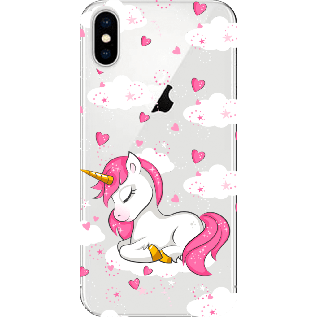 Capinha para Celular Unicórnio e Corações Rosas