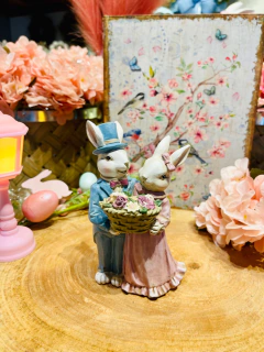 Casal de coelhos apaixonados 16cm - loja online