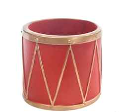 Vaso cerâmica tambor verm/dour 12x14cm