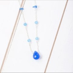 Gargantilha Gota Quartzo Azul e Pedras Naturais - Banhada à Prata / Banhada à Ouro - comprar online
