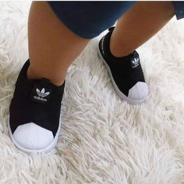 TÊNIS ADIDAS SUPERSTAR SLIP ON BABY INFANTIL PRETO E BRANCO