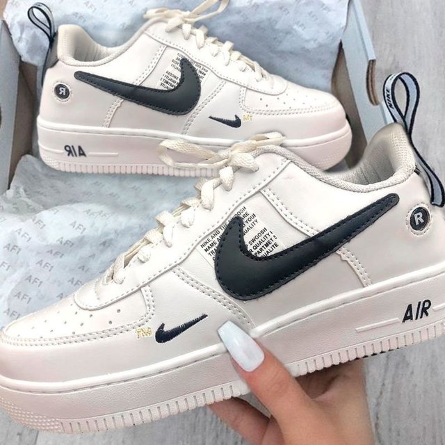 tenis nike air force branco com preto