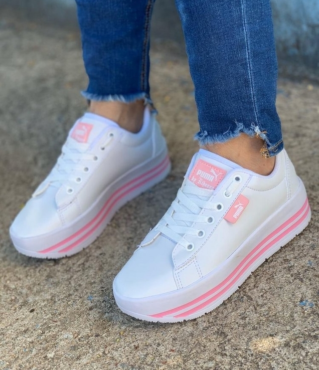 TÊNIS PUMA PLATAFORMA BRANCO E ROSA - UIA SHOP