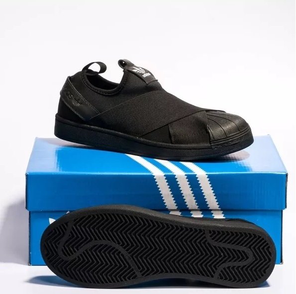 tênis adidas slip on elástico preto