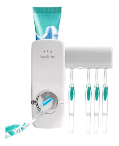 Porta 5 cepillos + dispenser de pasta dental autoadhesivo