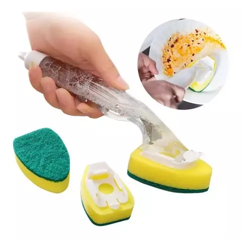 cepillo esponja con dispenser dish hand