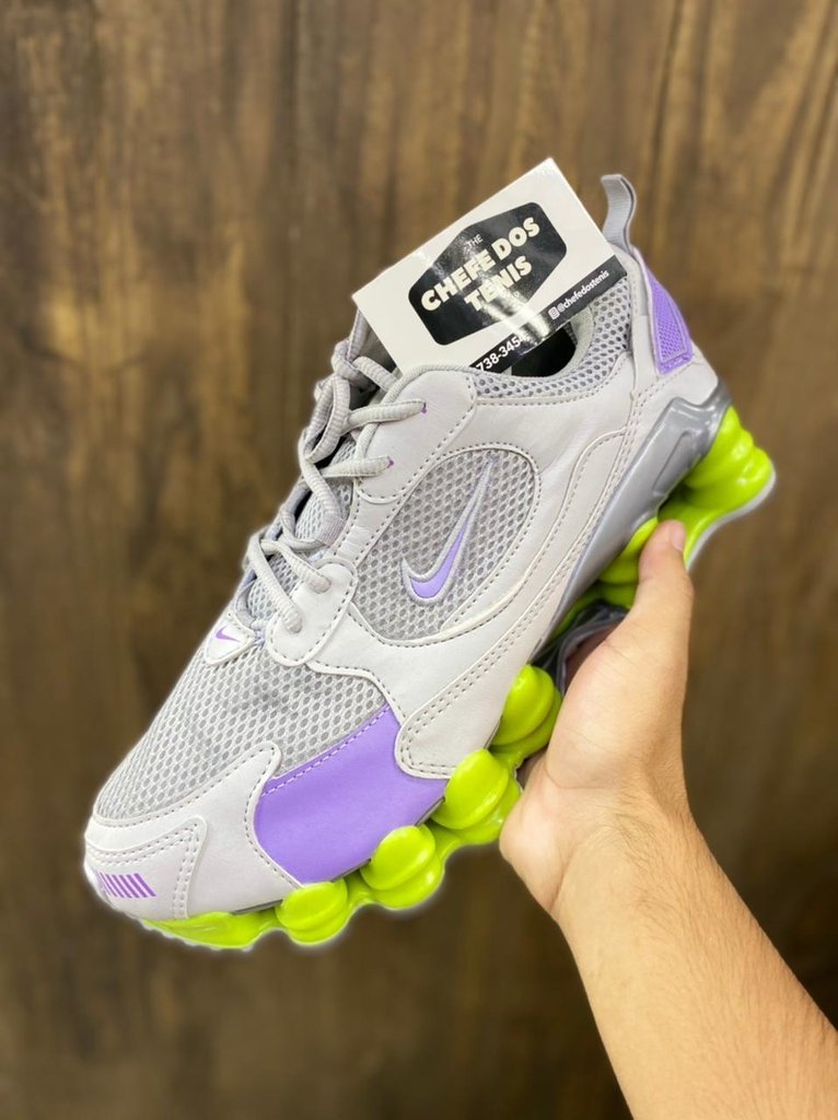 nike shox cinza com roxo