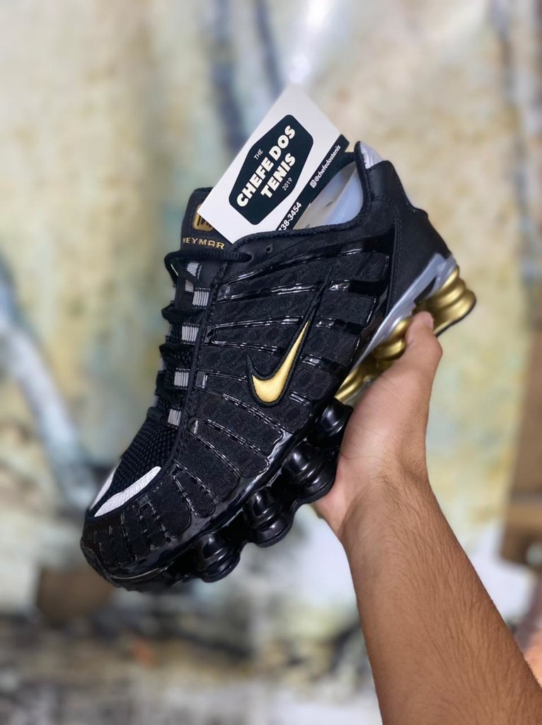 nike shox tl preto e dourado