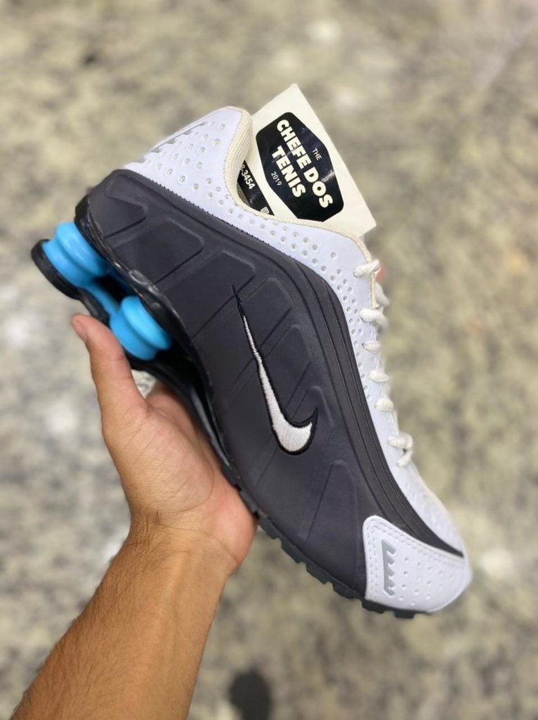 nike shox cinza azul