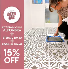 Combo Piso - stencil 30x30 + stencil terminacn alfombra + rodillo Arte Foam nª 7 - comprar online