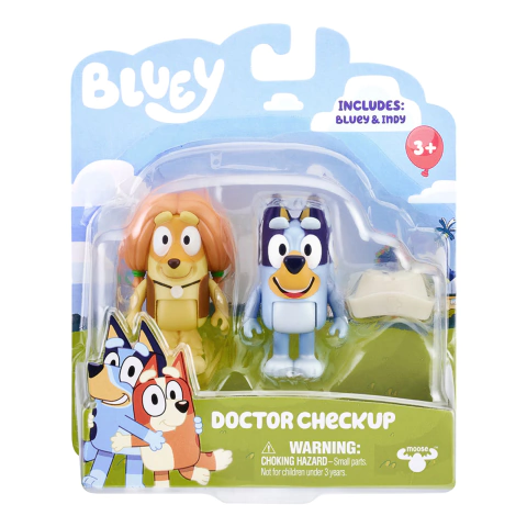 Muñecos Bluey Visita al Doctor - 2 Figuras con Accesorios
