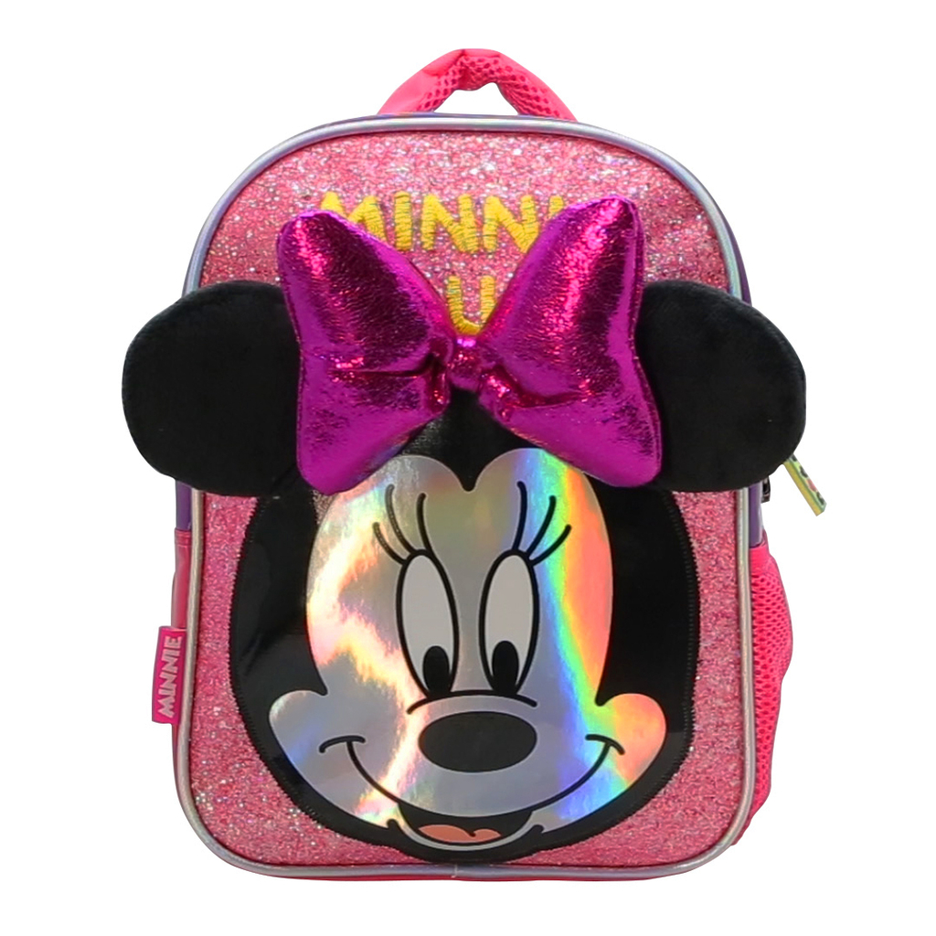 Mochila Minnie Mouse escolar con relieve orejas moño disney