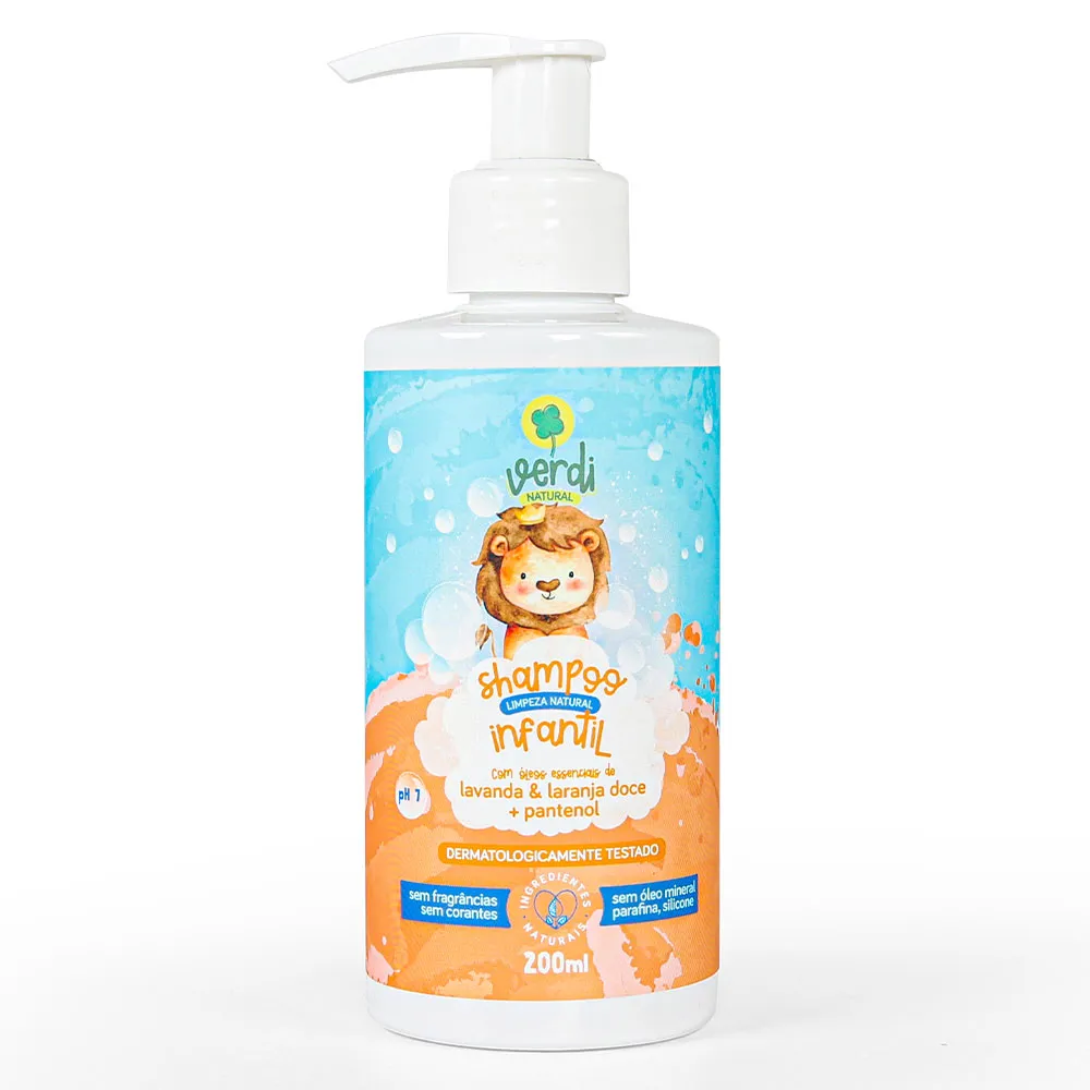 Shampoo Infantil Natural de Lavanda, Laranja Doce e Pantenol