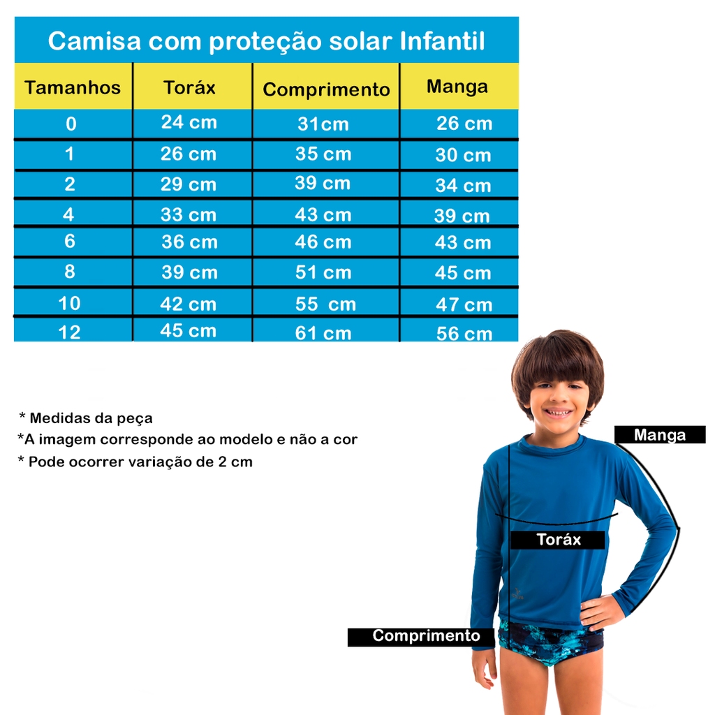 Camisa UV Infantil Marinho com Proteção Solar