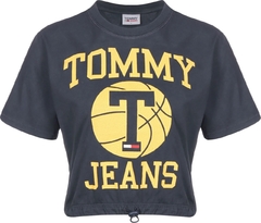Cropped Tommy Jeans Boxy Cracked Logo - cinza