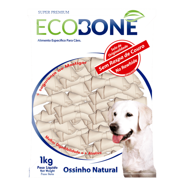 Ossinho Para Cachorro Natural 100% Vegetal Nó 3/4