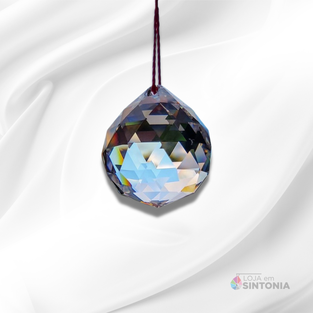 10 Prisma Feng Shui Bola Multifacetada Cristal de Quartzo Montado Corrente  e Tulipa - Loja CristaisdeCurvelo