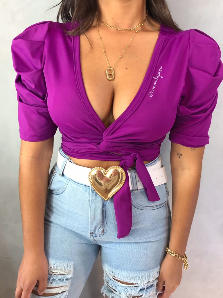 blusa cropped manga princesa