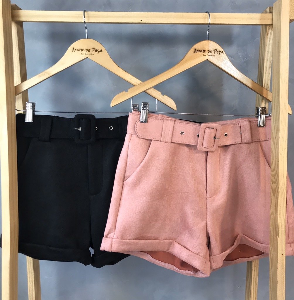 short tecido suede