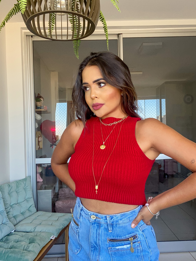 tricot cropped vermelho