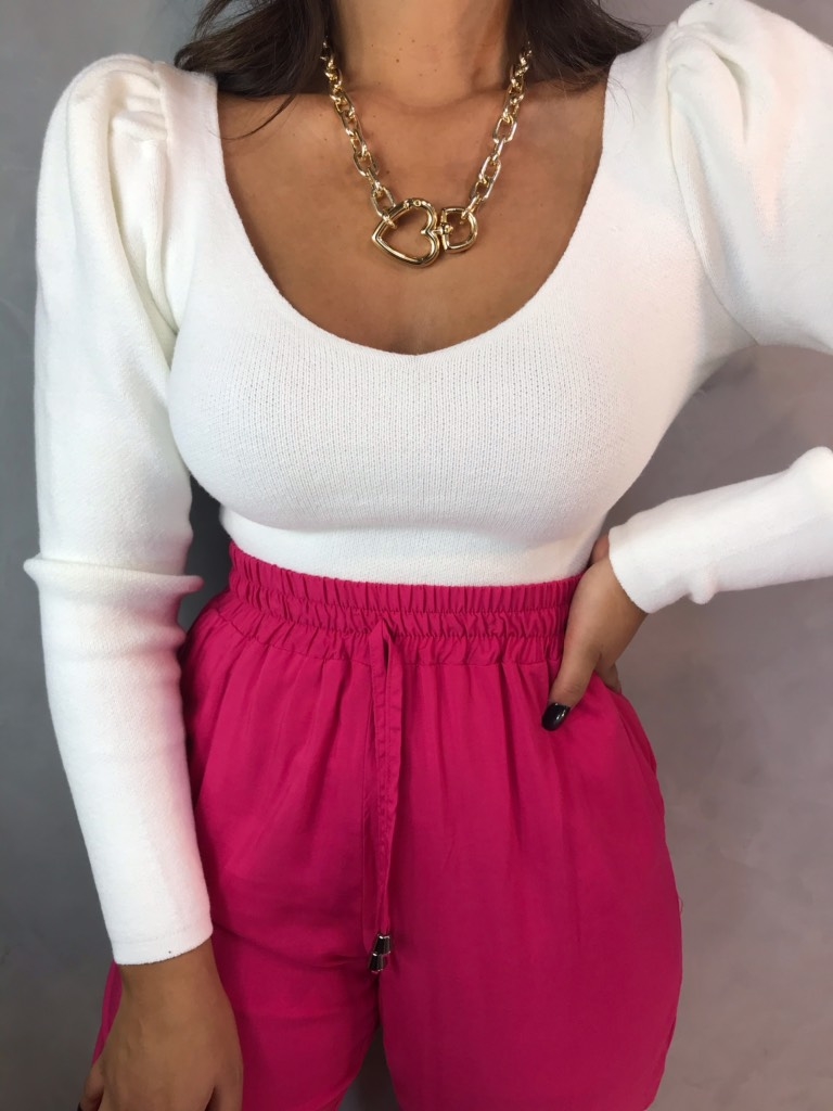 Cropped tricot modal manga longa Outlet