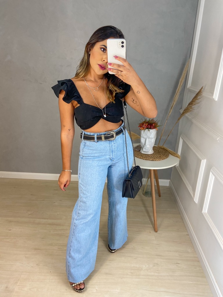 Calça Wide Leg Jeans Clara by Alcance - Amor de Peça