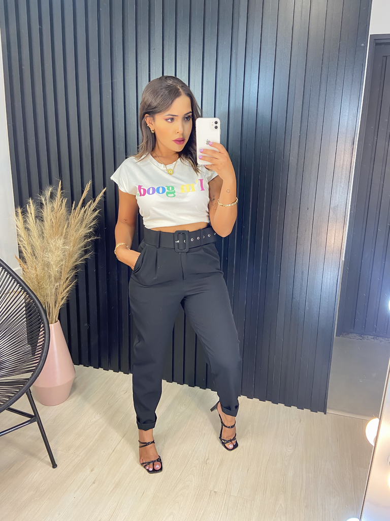 Calça de Alfaiataria Zara Cós Alto Preta - Amor de Peça