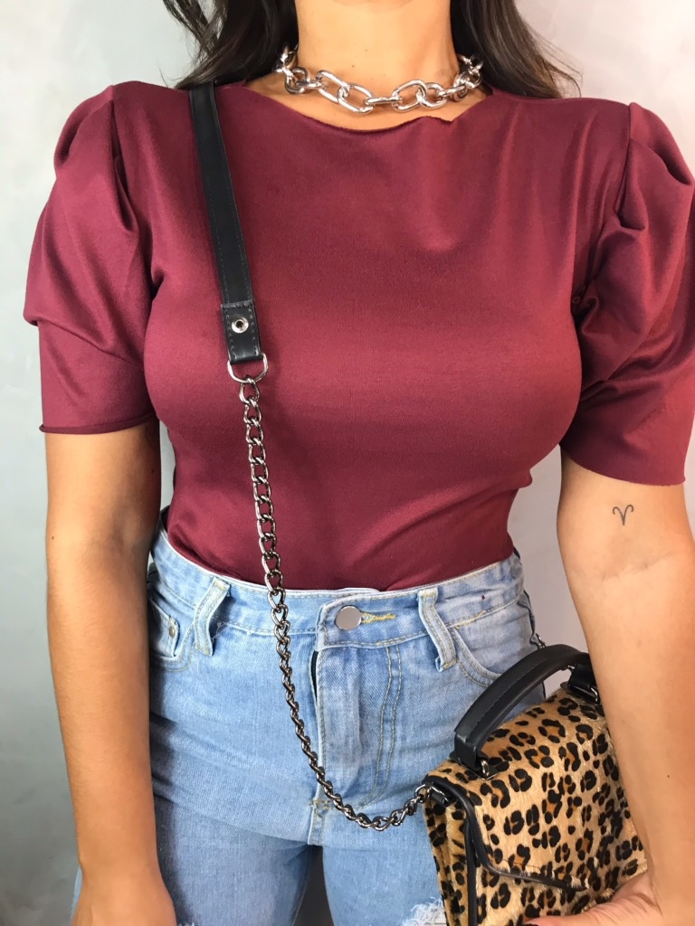 Blusa de Suede e Manga Princesa Marsala - Amor de Peça