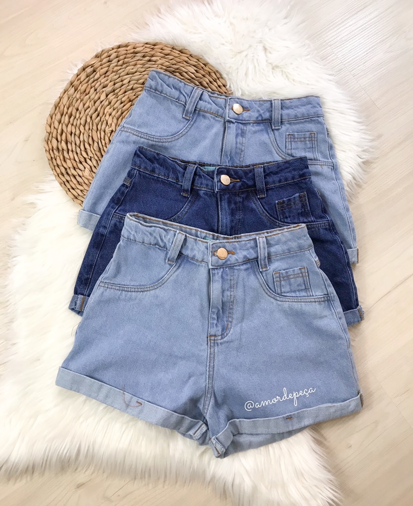 Short Jeans Mom Cós Alto - Amor de Peça