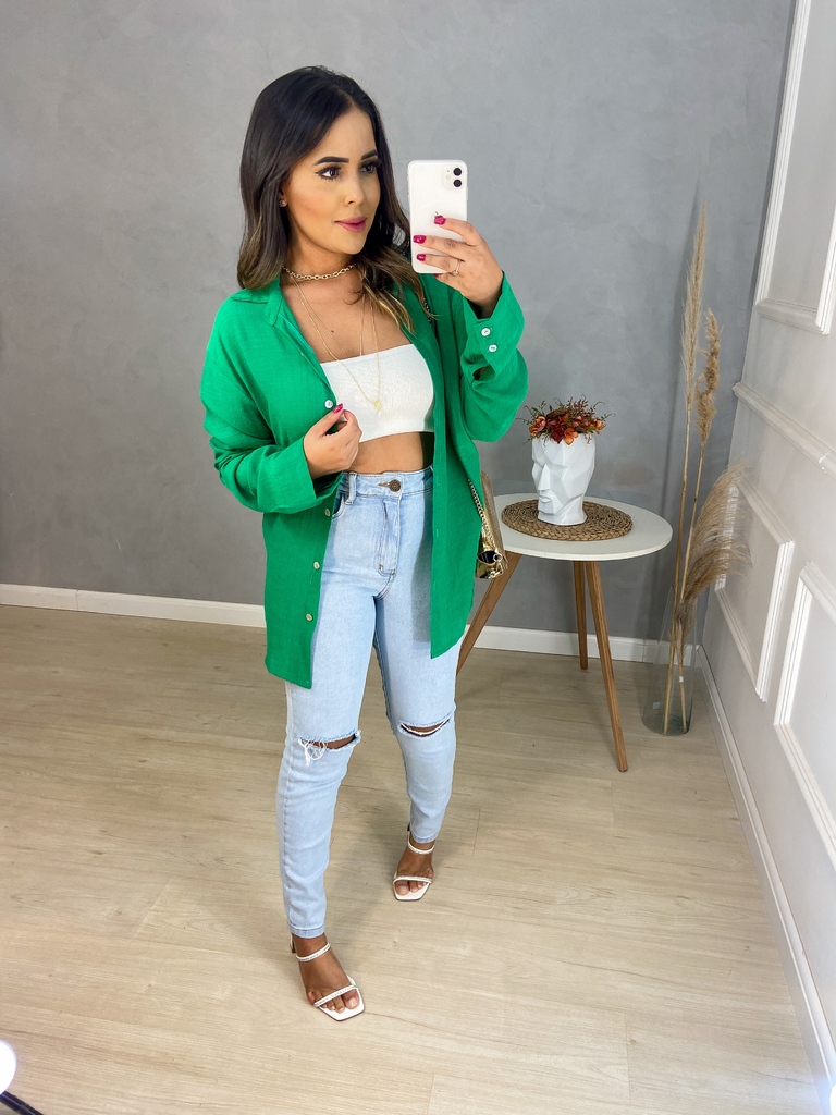 camisa alongada verde