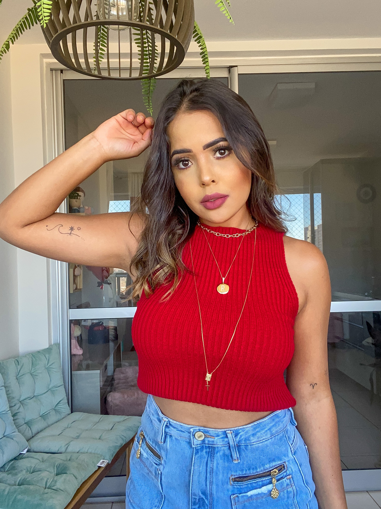 tricot cropped vermelho
