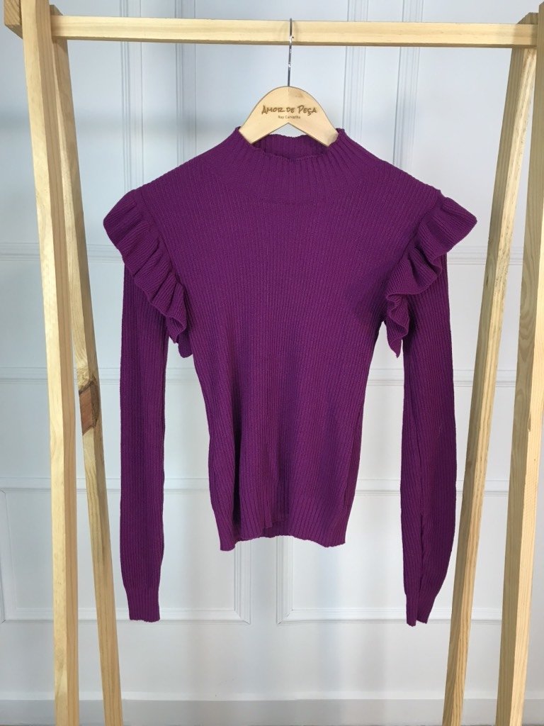 blusa de tricot roxa