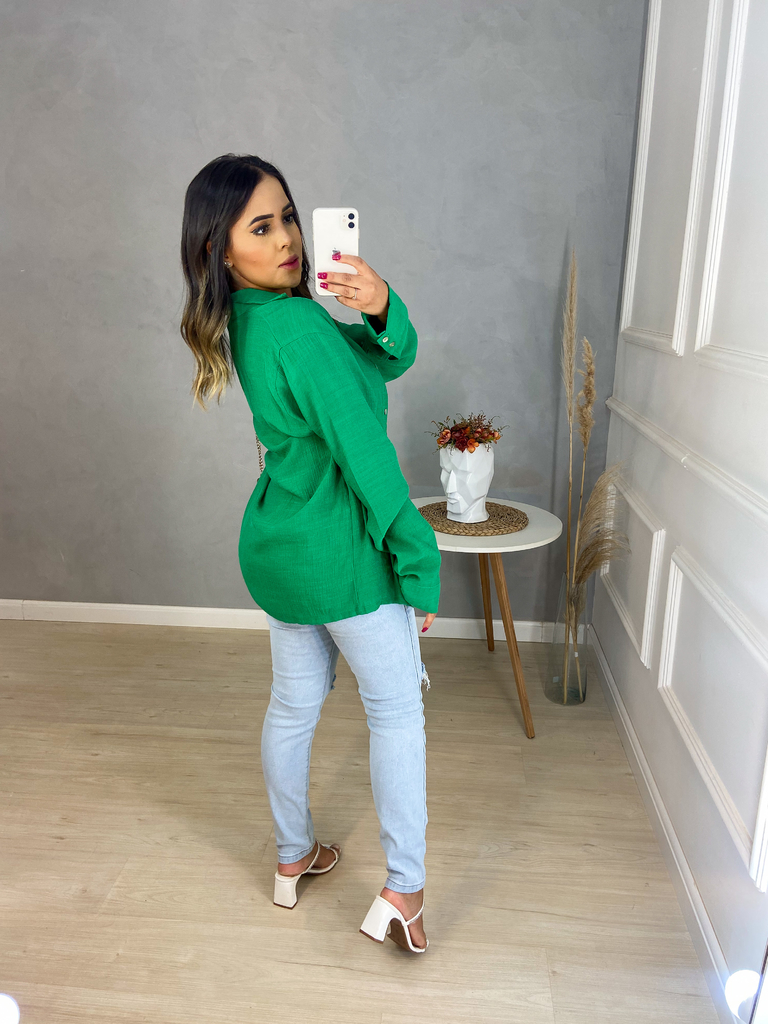 camisa alongada verde