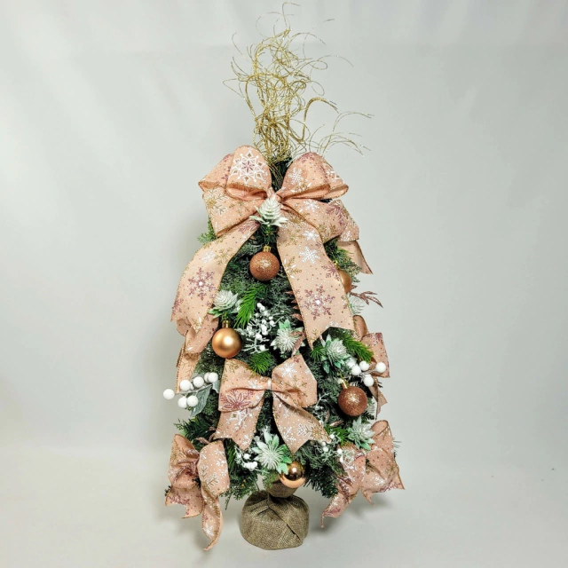 Árvore De Natal Rosa 72x33cm Decorada Exclusivo Árvore De Natal Rosa 72x33cm Decorada Exclusivo