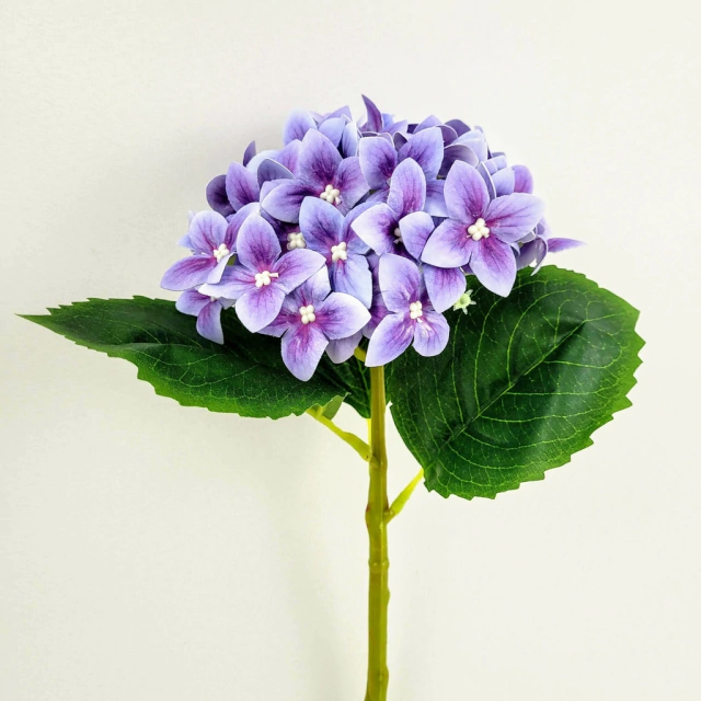 Hortênsia Roxa Haste 32x18cm Flor Planta Artificial